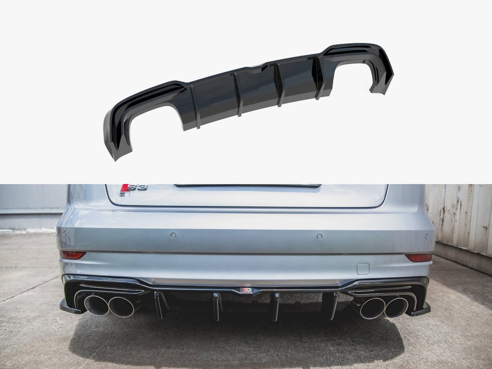 Maxton Design Rear Valance – Gloss Black ABS – For Audi S3 Sedan 8V (2013-2016)