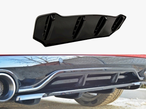 Central Rear Splitter (Vertical Bars) Peugeot 308 II GTI - Textured