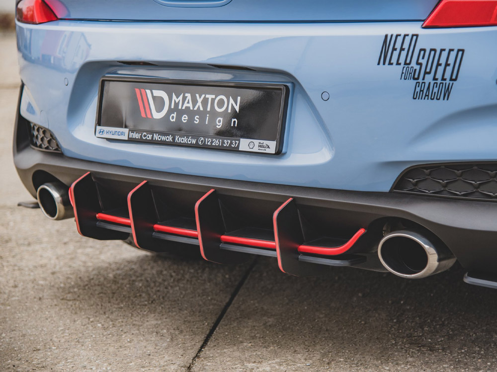 Street PRO Rear Diffuser V.2 Hyundai I30 N Mk3 Hatchback - Black-Red - 3 