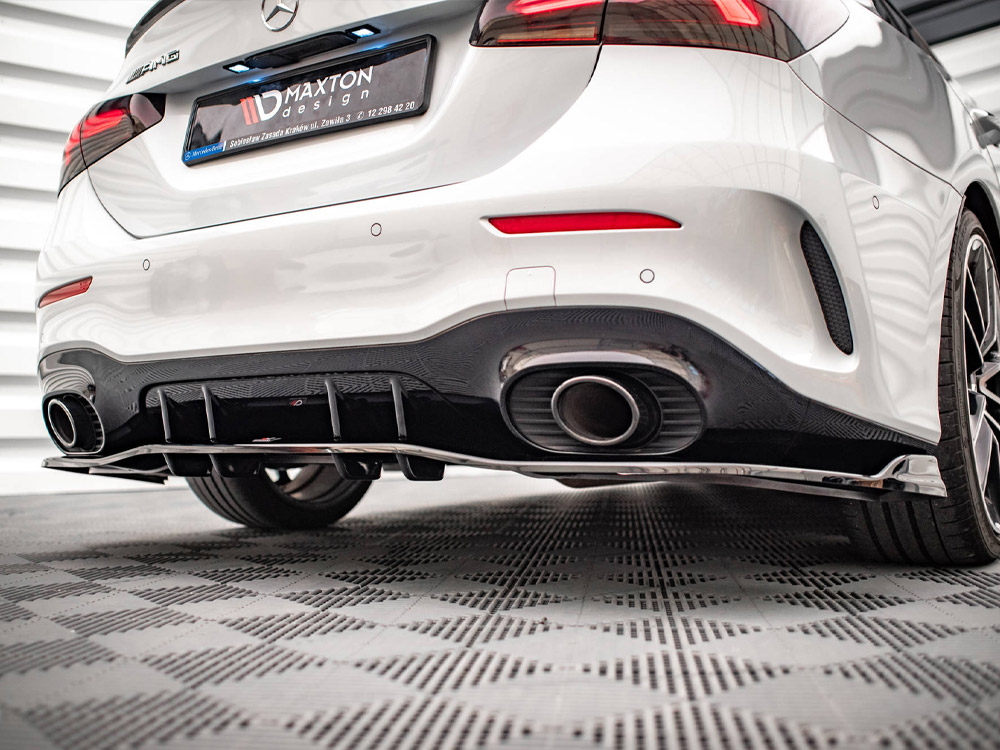 Rear Splitter (Vertical Bars) V.2 Mercedes A 35 AMG Sedan V177 - Textured - 3 