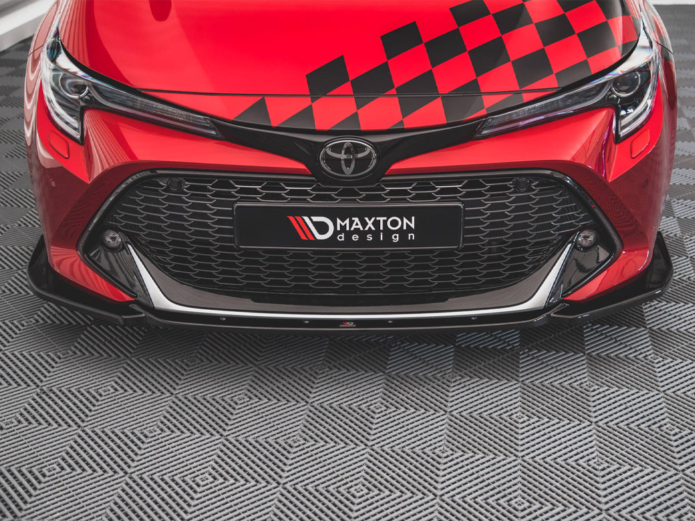 thumbnail image 2 of Gloss Black Front Bumper Lip Splitter Spoiler Kit - Fits 01-21 Toyota Corolla Hatch 2 of 6