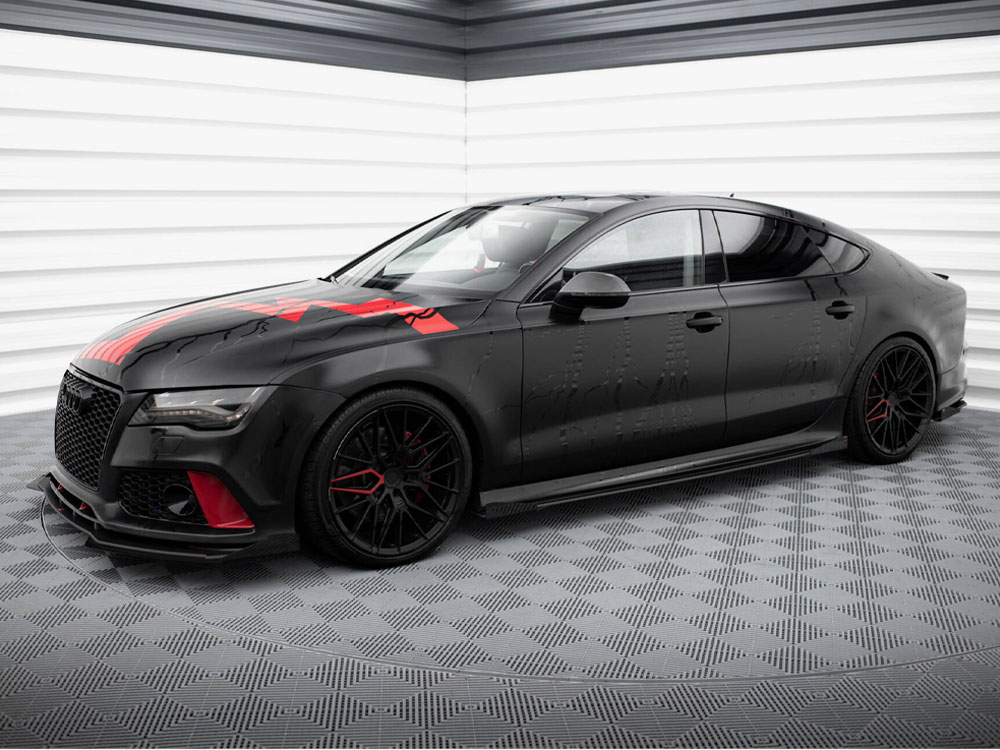 Street PRO Side Skirts Diffusers + Flaps Audi A7 RS7 Look C7 - 2 