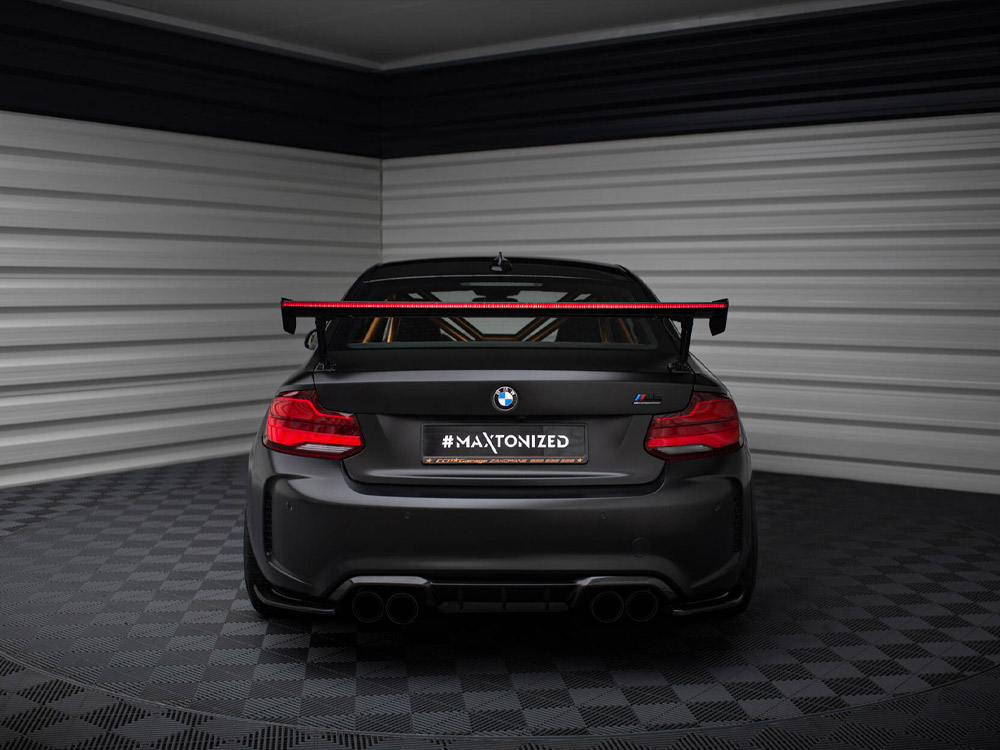 Carbon Spoiler With External Brackets Uprights + LED BMW M2 F87 - 11 