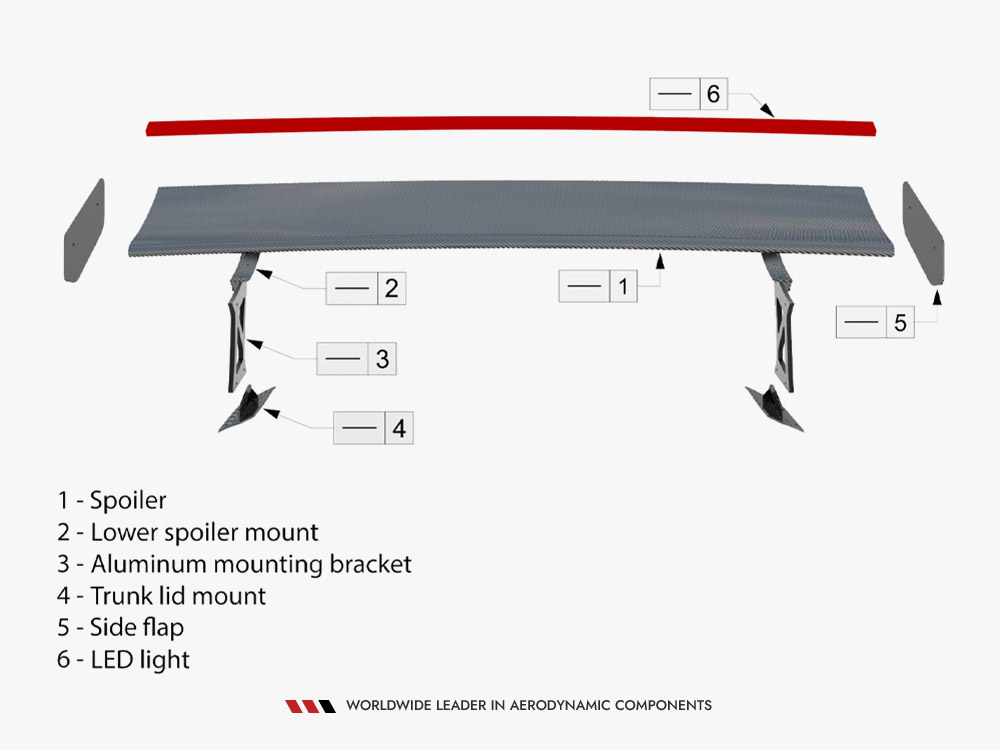 Carbon Spoiler With External Brackets Uprights + LED BMW M2 F87 - 28 