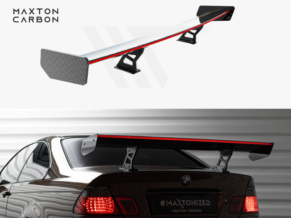 Carbon Spoiler With Internal Brackets Uprights + LED BMW 3 Coupe E46 - 1 