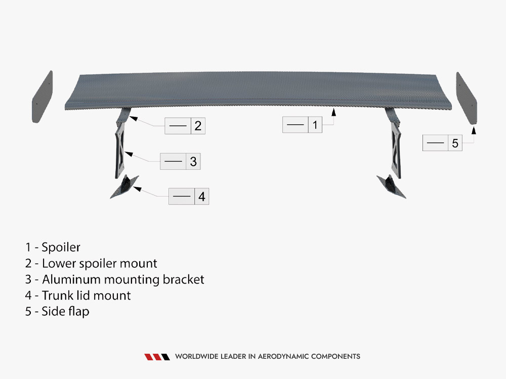 Carbon Spoiler With Internal Brackets Uprights Chevrolet Corvette Stingray / Grand Sport C7 - 16 