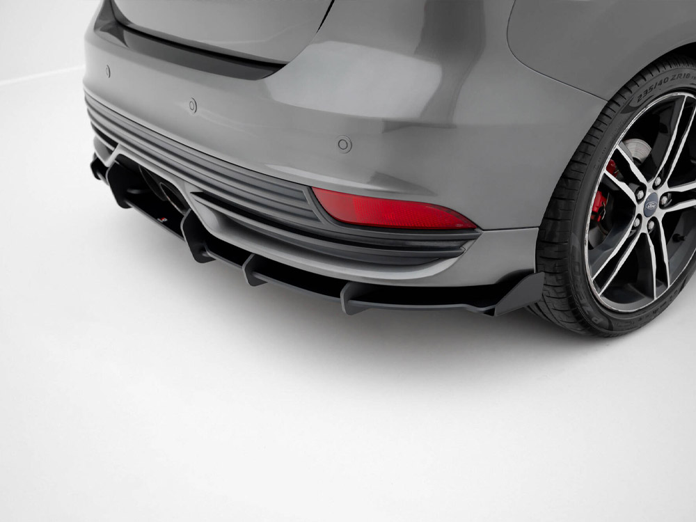 Street PRO Rear Diffuser + Flaps Ford Focus ST Mk3 Facelift - Black-Red - 4 