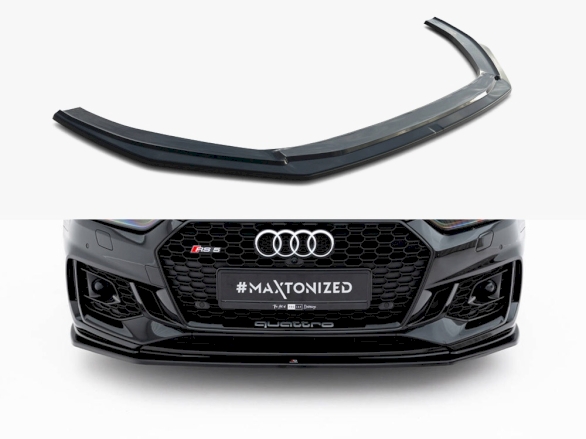 Maxton Design Front Diffuser Splitter For Audi RS5 8T (Pre-facelift & Facelift) - Gloss Black ABS, Made In UK