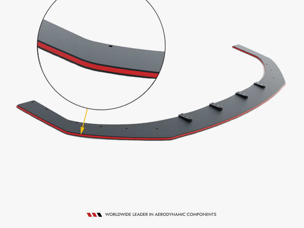 Street PRO Front Splitter Ford Focus ST / ST-Line Mk4 - Black-Red - 6 