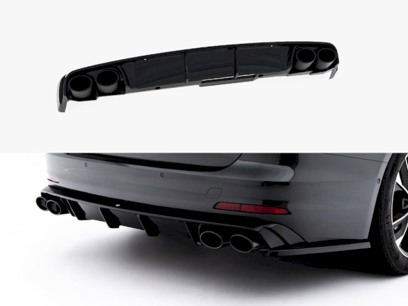 Rear Valance + Exhaust Ends Imitation Audi A6 Sedan / Avant C8 / C8 Facelift