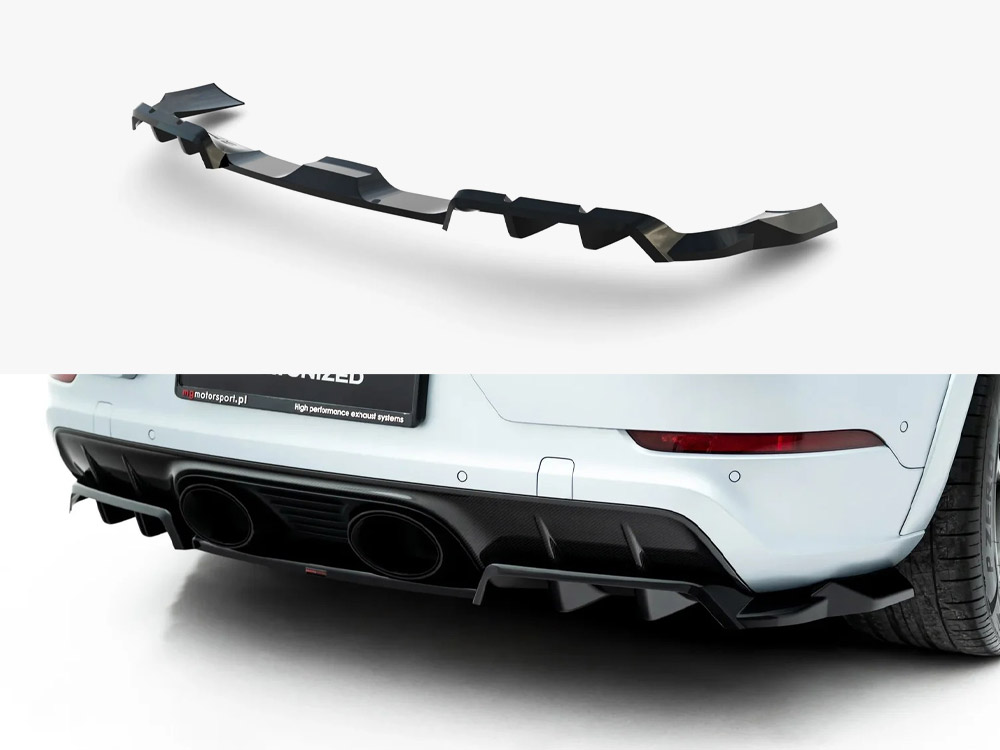 Rear Splitter (With Vertical Bars) compatible with Porsche Cayenne GTS / Turbo Sport Pack / Turbo E-Hybrid GT Pack Coupe Mk3 Facelift - 1 